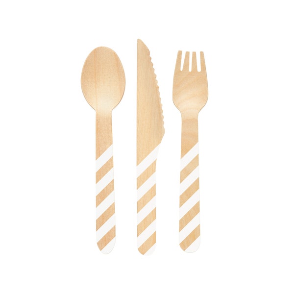 Wooden Cutlery - Party Cutlery, Bridal Shower Supplies, Wedding Supplies, Birthday Decorations, Bachelorette Party Decorations, Wood Cutlery