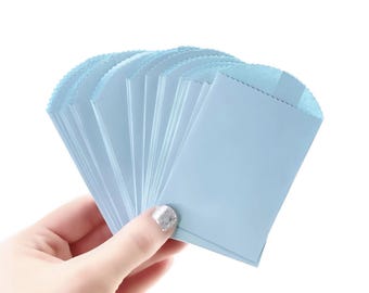 50 Blue Paper Bags - Small Party Favor Bags, Wedding Favors, Baby Shower Favors, Cutlery Bags, Kids Craft Bags, Blue Bags 4" x 2.5"