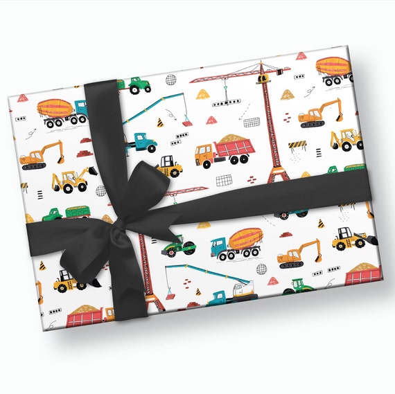Construction Wrapping Paper Construction Birthday Paper, Birthday Wrapping  Paper, Transportation Birthday, Gift Wrap, Kids Wrapping Paper 