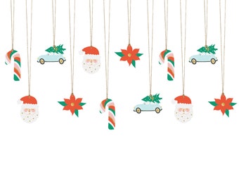 12 Christmas Gift Tags - Christmas Gift Bag Tags, Holiday Gift Tags, Christmas Present Tags, Christmas Gift Wrapping, Xmas Gifting Supplies