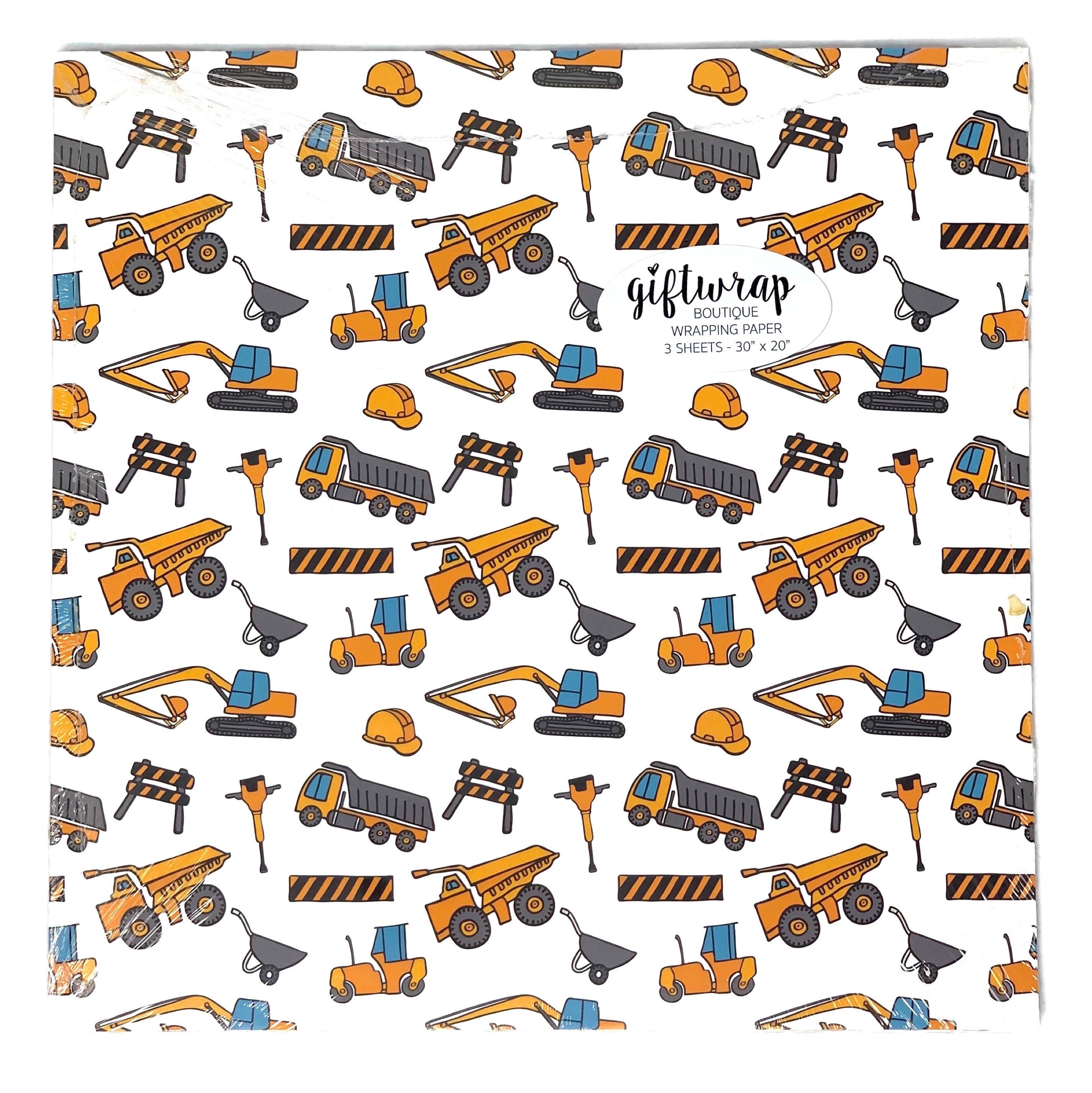 Watercolor Construction Vehicles Wrapping Paper