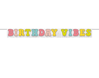 Striscione di compleanno groovy - Decorazioni di compleanno retrò, articoli per feste anni '70, una festa groovy, articoli per compleanni hippie, striscione per feste groovy