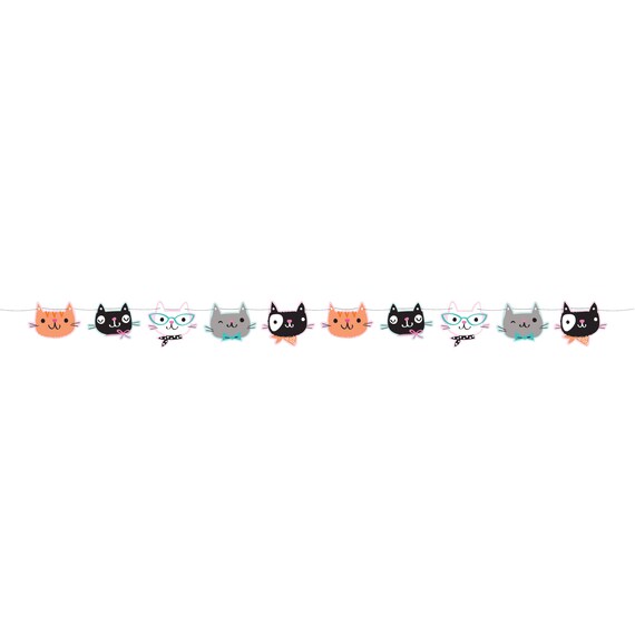 Cat Birthday Banner - Printable Boho Kitty Cat 1st Happy Birthday Bunting Banner - Are You Kitten Meow Pink Girl First Party Decor - 0061