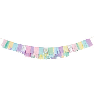Pastel Rainbow Tissue Garland - Iridescent Party Decorations, Iridescent Party Banner, Unicorn Party Supplies, Pastel Birthday Decorations
