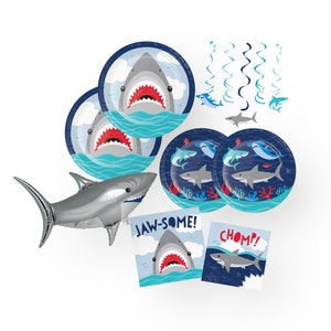 Shark Party Supplies - Shark Party Decorations, Shark Birthday Decorations, Shark Decorations, Shark Balloon, Party Plates and Napkins