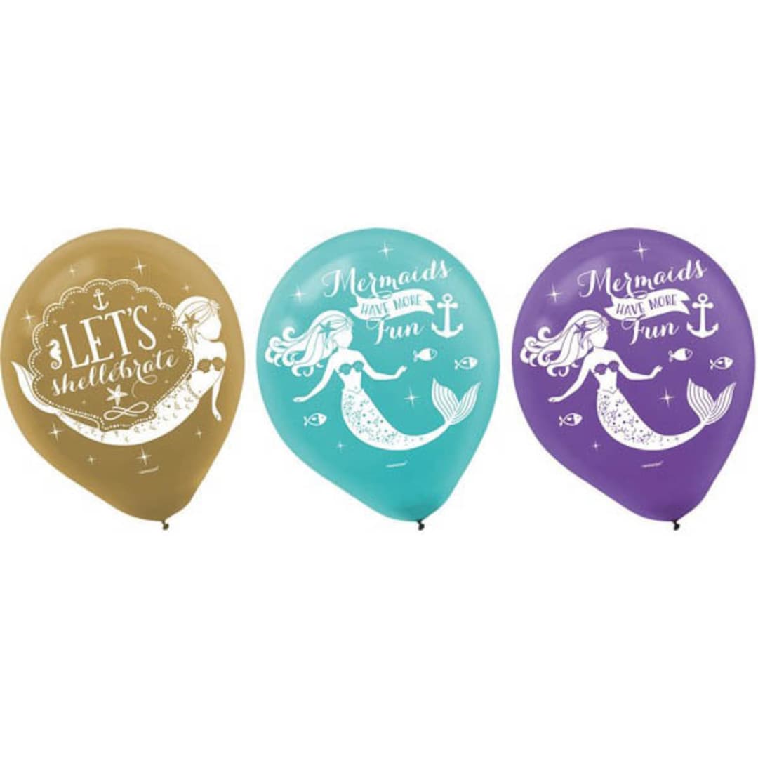 6 Mermaid Balloons Mermaid Party Decorations, Party Balloons, Mermaid