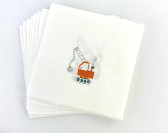 Serviettes de fête construction 16 carats - Serviettes d'anniversaire construction, décorations de fête pour équipement lourd, serviettes jetables, vaisselle de fête