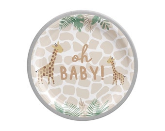 Oh Baby Safari Cake Plates - Jungle Baby Shower Decorations, Safari Party Supplies, Safari Baby Shower Plates, Jungle Baby Shower Supplies