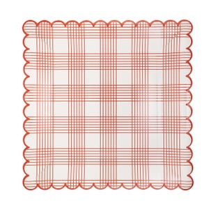 Rot gestreifte karierte Teller - Americana Partyzubehör, Party am 4. Juli, Vaterländischer Geburtstag, Hinterhof-Grillen, Valentinteller, Picknick-Partydekor