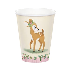 Deer Party Cups - Oh Deer Girl Baby Shower, Deer First Birthday, Woodland Baby Shower Girl, Deer Party Supplies, Deer Birthday Cups