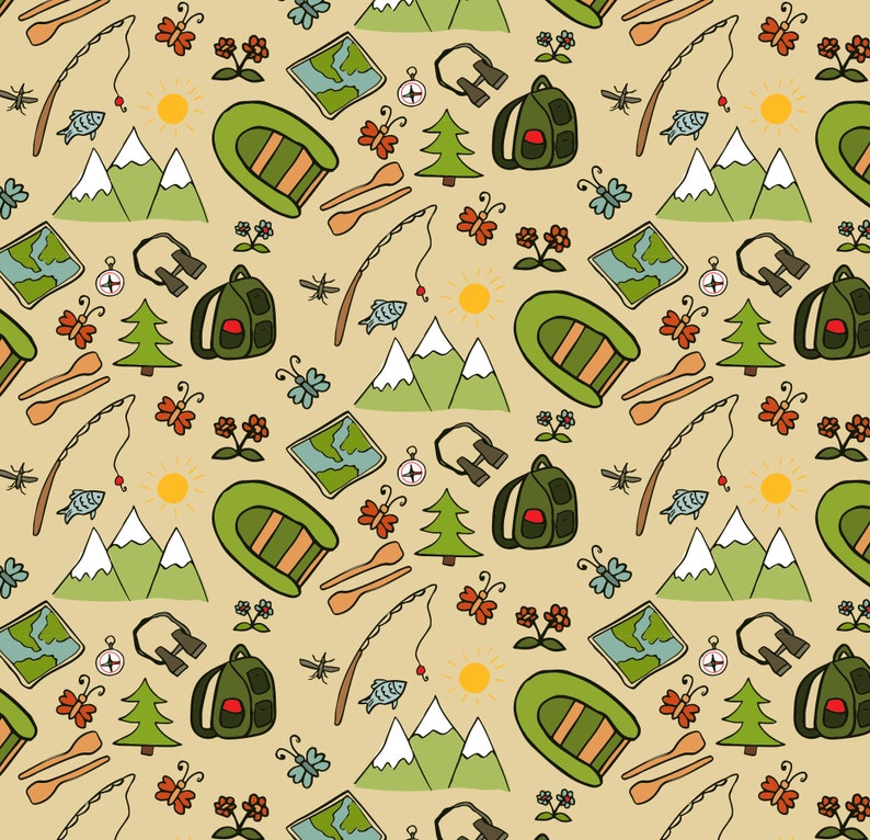 Camping Gift Wrap - Camping Party, Camping Birthday, Birthday Decorations, Wrapping Paper, Kids Birthday, Birthday Wrapping Paper image 2