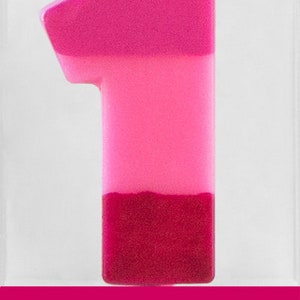 Pink Number One Candle First Birthday Candle, Cupcake Topper, Pink 1