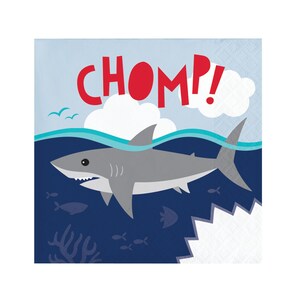 Shark Party Napkins - Shark Baby Shower, Shark Birthday Decorations, Shark Party Decorations, Shark Party Supplies, Shark Birthday Napkins