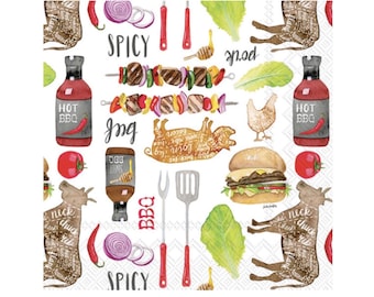 BBQ Party Napkins 20ct - Barbecue Party Supplies, Cookout Birthday, Backyard BBQ Birthday, Grillmaster Party, Summer Party, Grill & Chill
