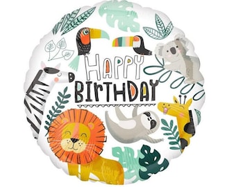 Safari Birthday Balloon - Jungle Birthday Decorations, Wild One Birthday, Zoo Animal Party, Safari Party Supplies, Safari Party Decorations