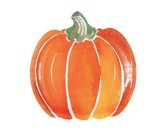 Pumpkin Party Plates - Little Pumpkin Baby Shower, Fall Party Supplies, Thanksgiving Party Decorations, Table Decorations, Pumpkin Birthday