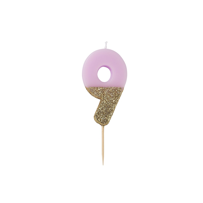 Pink Birthday Candle Number Nine Candle 9th Birthday Etsy
