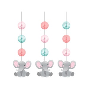 Pink Elephant Party Decorations - Elephant Baby Shower Decorations, Girl Baby Shower, Girl Elephant Party Decorations, Hanging Decorations