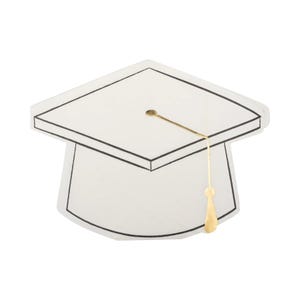 Tovaglioli bianchi per cappelli di laurea 18 pezzi - Tovaglioli di carta sagomati con lamina d'oro, decorazioni per feste di laurea, articoli per feste della classe del 2025