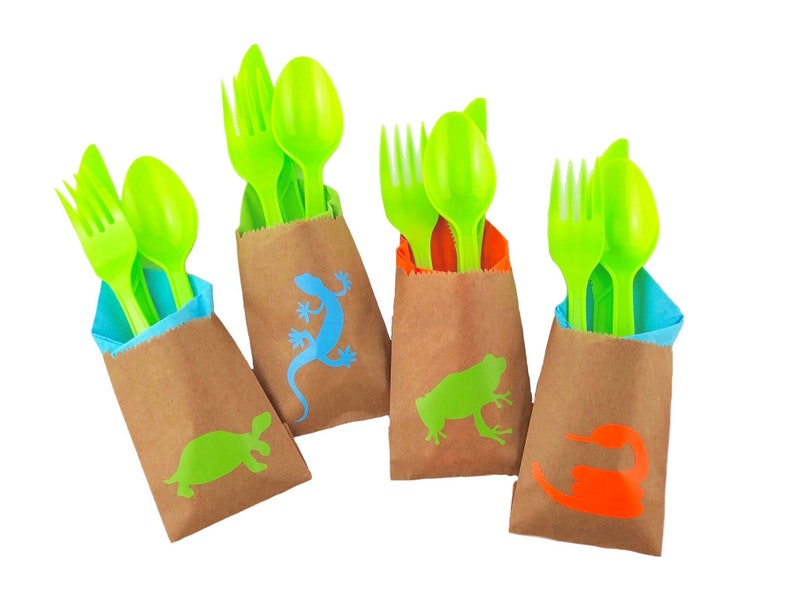 Reptile Cutlery Bags Reptile Party Supplies Amphibian Etsy