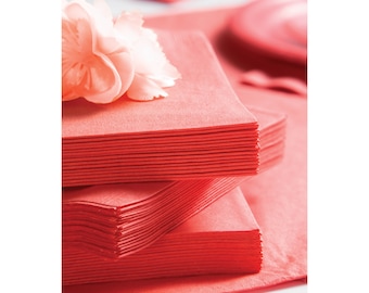 Coral Napkins - Coral Party Decorations, Coral Wedding, Wedding Napkins, Coral Birthday, Coral Party Supplies, Coral Party Napkins