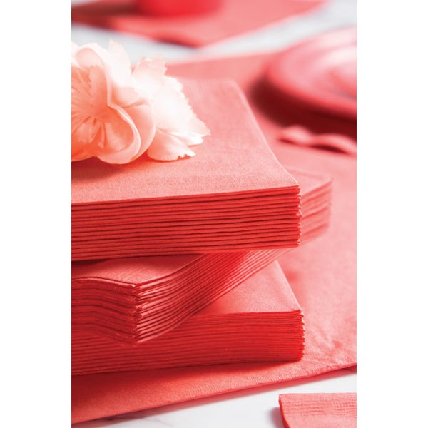 Coral Napkins - Coral Party Decorations, Coral Wedding, Wedding Napkins, Coral Birthday, Coral Party Supplies, Coral Party Napkins