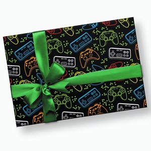 Emballage cadeau pour joueur - Papier cadeau pour garçon, jeux vidéo pour lui, cadeau pour homme, cadeau pour enfant, cadeau pour petit ami, emballage pour cadeau d'anniversaire
