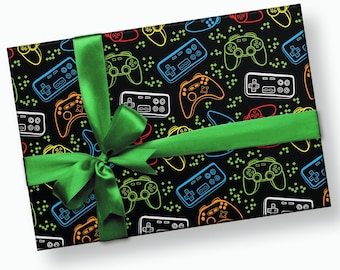 Gamer Gift Wrap - Wrapping Paper for Boys, Video Game Gifts for Him, Gift for Men, Gift for Kids, Gift for Boyfriend, Birthday Present Wrap