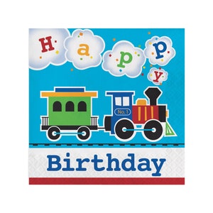 Train Napkins 16ct - Train Birthday, Train Party, Party Decorations, Birthday Decorations, Party Supplies, Boy Birthday, Birthday Napkins