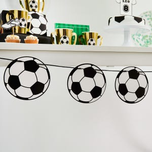 Soccer Banner - Soccer Ball Party Garland, Soccer Birthday Decorations, Let&#39;s Kick It Party, Soccer Party Supplies, Sports Party Decoration