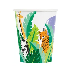 Safari Party Cups -  Animal Safari Party, Safari Baby Shower, Birthday Party Supplies, Jungle Party Decorations, Safari Birthday Cups