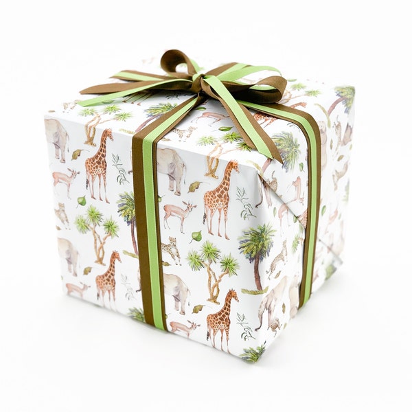 Safari Wrapping Paper - Safari Baby Shower, Jungle Baby Shower, Safari Animal Party, Zoo Party, Birthday Present Wrap, Safari Gift Wrap