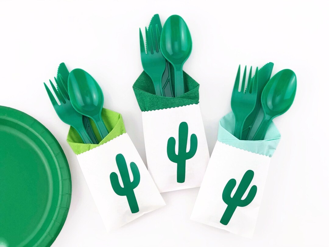 Cactus Cutlery Cactus Party Supplies, Cactus Baby Shower, Fiesta
