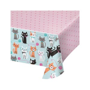 Cat Tablecloth - Cat Party Supplies, Cat Birthday Supplies, Cat Baby Shower, Kitty Cat Party, Cat Party Decorations, Meow Cat Party Decor