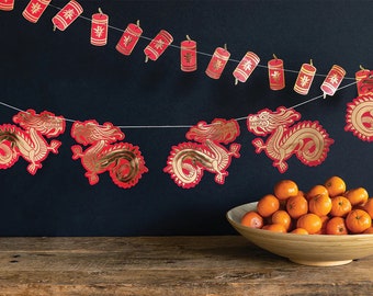 Chinese Dragon Banner - Lunar New Year Party Decorations, Chinese Birthday Banner, Asian Party Decor, Year Of Snake, Chinese New Year Decor
