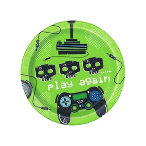 ゲーマーパーティープレート - ゲーム誕生日パーティー、ゲームオン誕生日デコレーション、レベルアップパーティー用品、ビデオゲーム誕生日、誕生日プレート