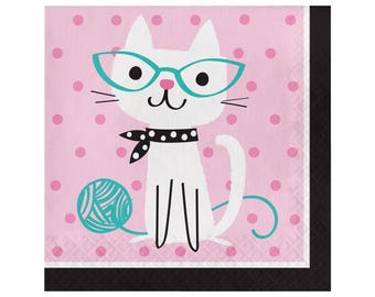 Cat Party Napkins - Kitty Birthday, Cat Party Supplies, Cat Birthday, Kitty Baby Shower, Meow Birthday, Kitten Birthday, Cat Party Decor