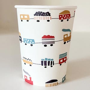Train Birthday Cups - Train Birthday Supplies, Choo Choo I&#39;m 2, Transportation Party Decorations, Train Decorations, Birthday Favor Cups