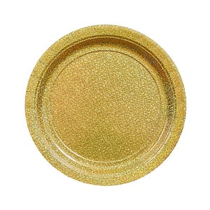 Gold Holographic Plates - Gold Glitter Plates, Gold Party, Unicorn Party, Pink and Gold Party, Gold Party Supplies, Cake Plates