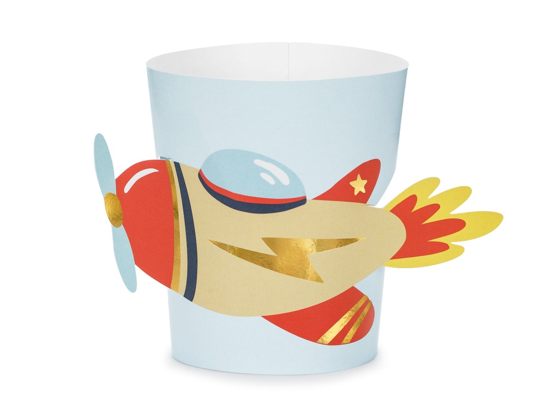 Airplane Cup Sleeves, Paper Drink Sleeves, Vintage Airplane Baby Shower ...