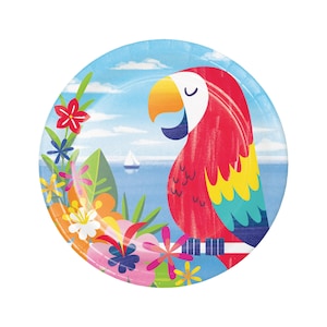 Tropical Party Plates - Tropical Birthday, Hawaiian Party, Luau Party, Luau Birthday, Tropical Party Supplies, Luau Birthday Plates