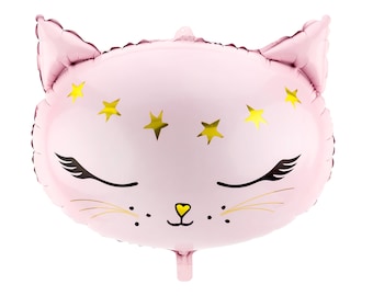 Palloncino rosa a forma di gatto - Decorazioni per feste a tema gatto, articoli per compleanni a tema gatto, decorazioni con palloncini a tema gatto, articoli per feste a tema gattino, decorazioni per compleanni a tema gatto
