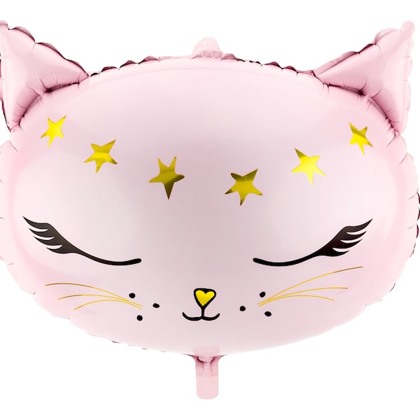 Pink Cat Balloon - Cat Party Decorations, Cat Birthday Supplies, Cat Balloon Decorations, Kitten Party Supplies, Kitty Birthday Decorations