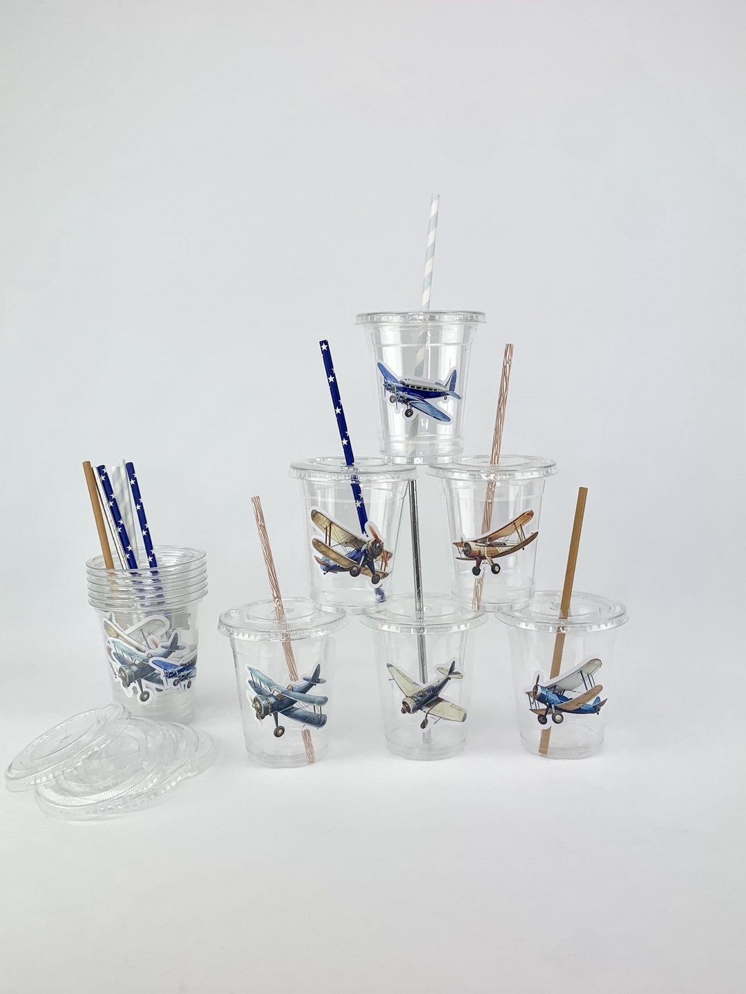 Vintage Airplane Cups - Plastic Treat Cups, Vintage Airplane Party ...