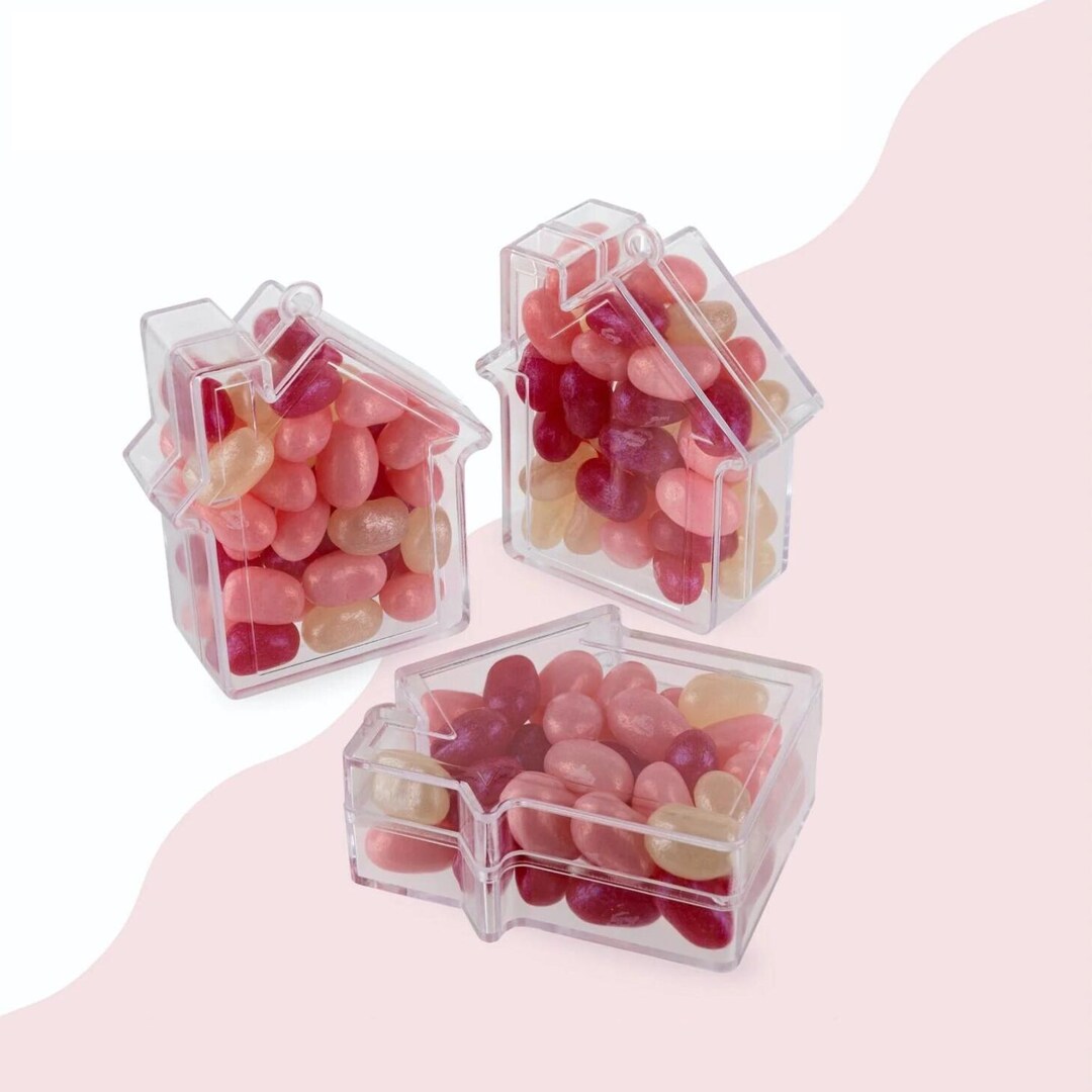 House Favor Boxes 12 Count, Clear House Shaped Treat Boxes, Mini House ...