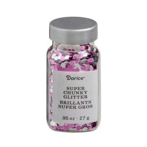 Tarro de 0.95 oz con purpurina magenta y plateada: purpurina súper gruesa, purpurina rosa, purpurina suelta, purpurina para lazos, purpurina para vasos, purpurina para manualidades.