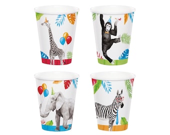 Safari Tassen - Partytier Geburtstag, Safari Party, Safari Geburtstag, Safari-Babyparty, Zoo-Party, Dschungel-Party, Zoo Geburtstag, Pappbecher