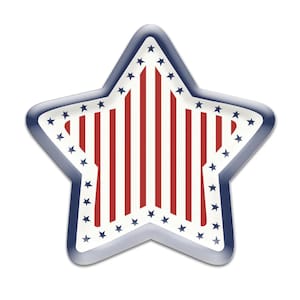 Assiettes à dîner patriotiques étoiles 8 carats 11" rouge blanc bleu assiettes en papier étoiles + rayures 4 juillet Articles de fête douche Hamptons thème Americana