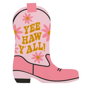Cowgirl Boot Napkins - Pink Cowgirl Theme Birthday Decorations, Rodeo Bachelorette, 1st Rodeo Birthday Party, Western Party Decorations