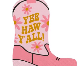 Cowgirl Boot Napkins - Pink Cowgirl Theme Birthday Decorations, Rodeo Bachelorette, 1st Rodeo Birthday Party, Western Party Decorations